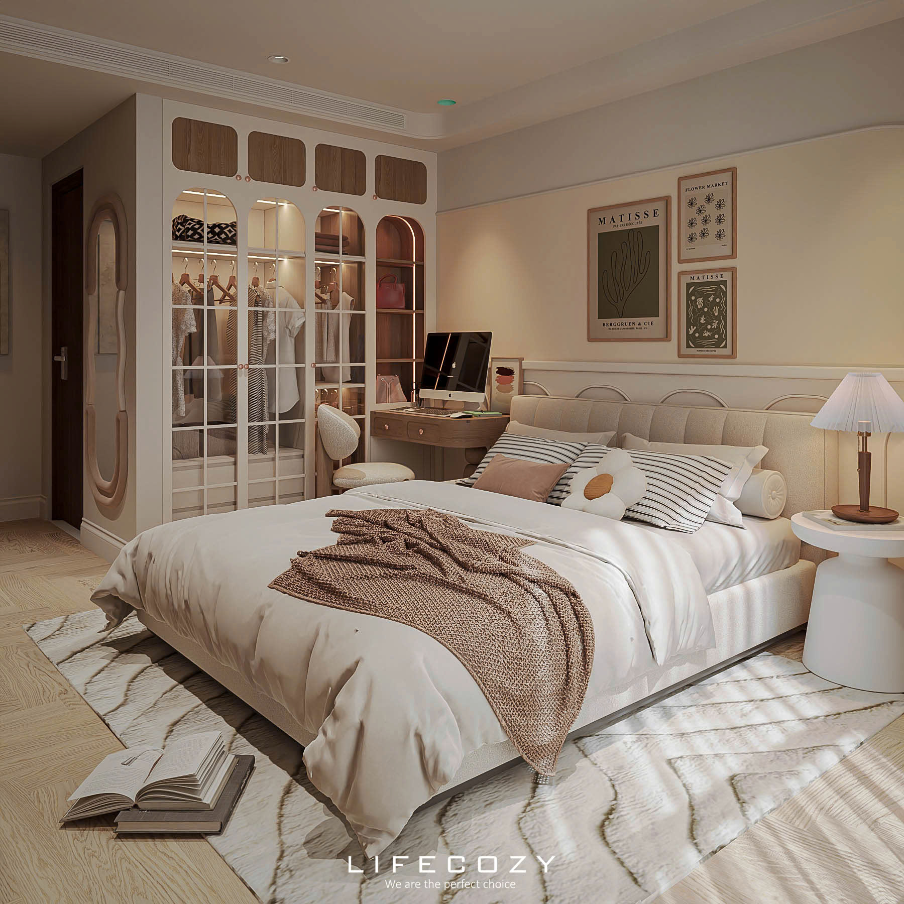 Ánh sáng được bố trí hợp lý, kết hợp ánh sáng tự nhiên và nhân tạo cho căn phòng luôn tươi sáng 