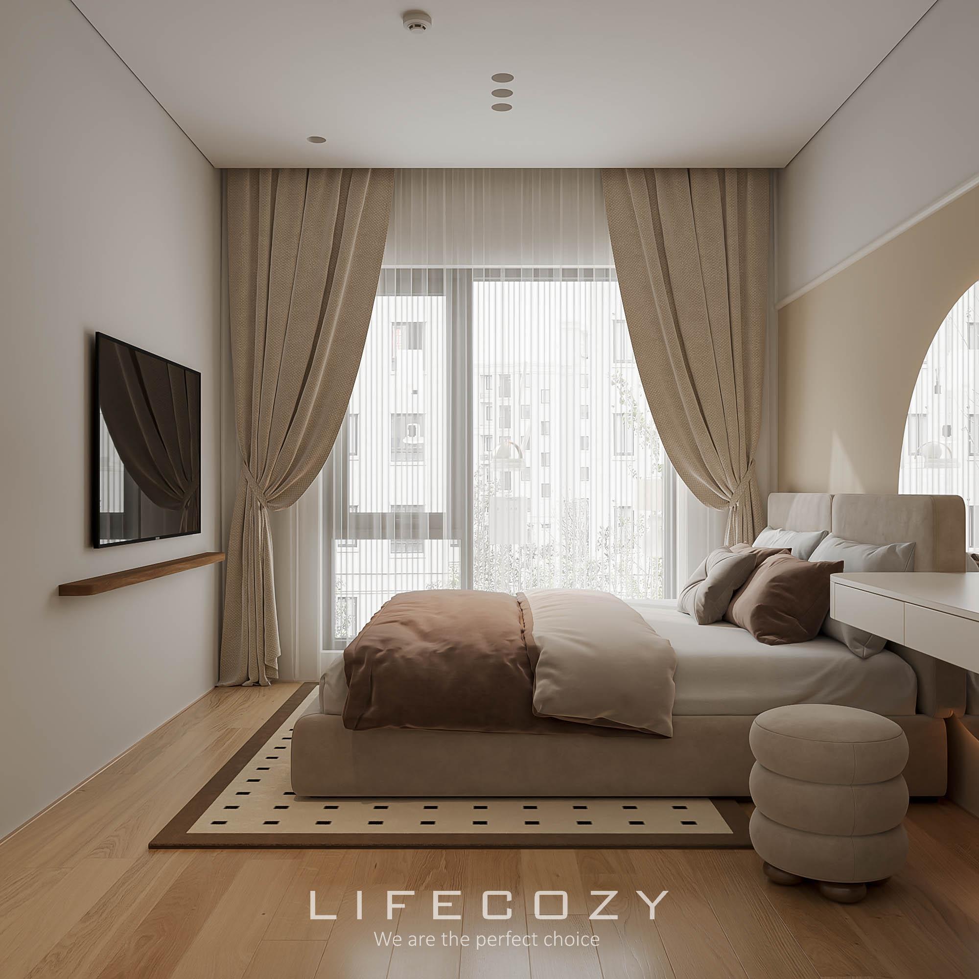 Nên lựa chọn màu sắc rèm đồng bộ với tông màu chủ đạo của phòng ngủ 