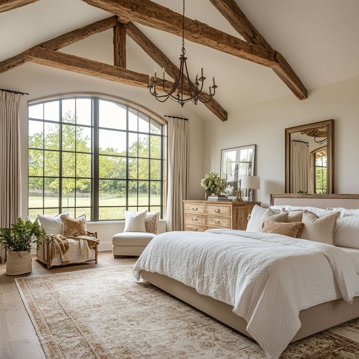 Thiết kế nội thất địa trung hải với không gian ngủ thoáng rộng, ô cửa sổ mái vòm đặc trưng (Ảnh sưu tầm)